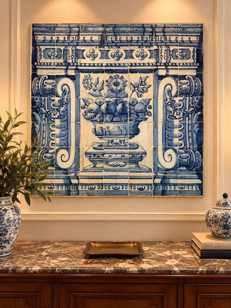 Antique azulejo tile panel