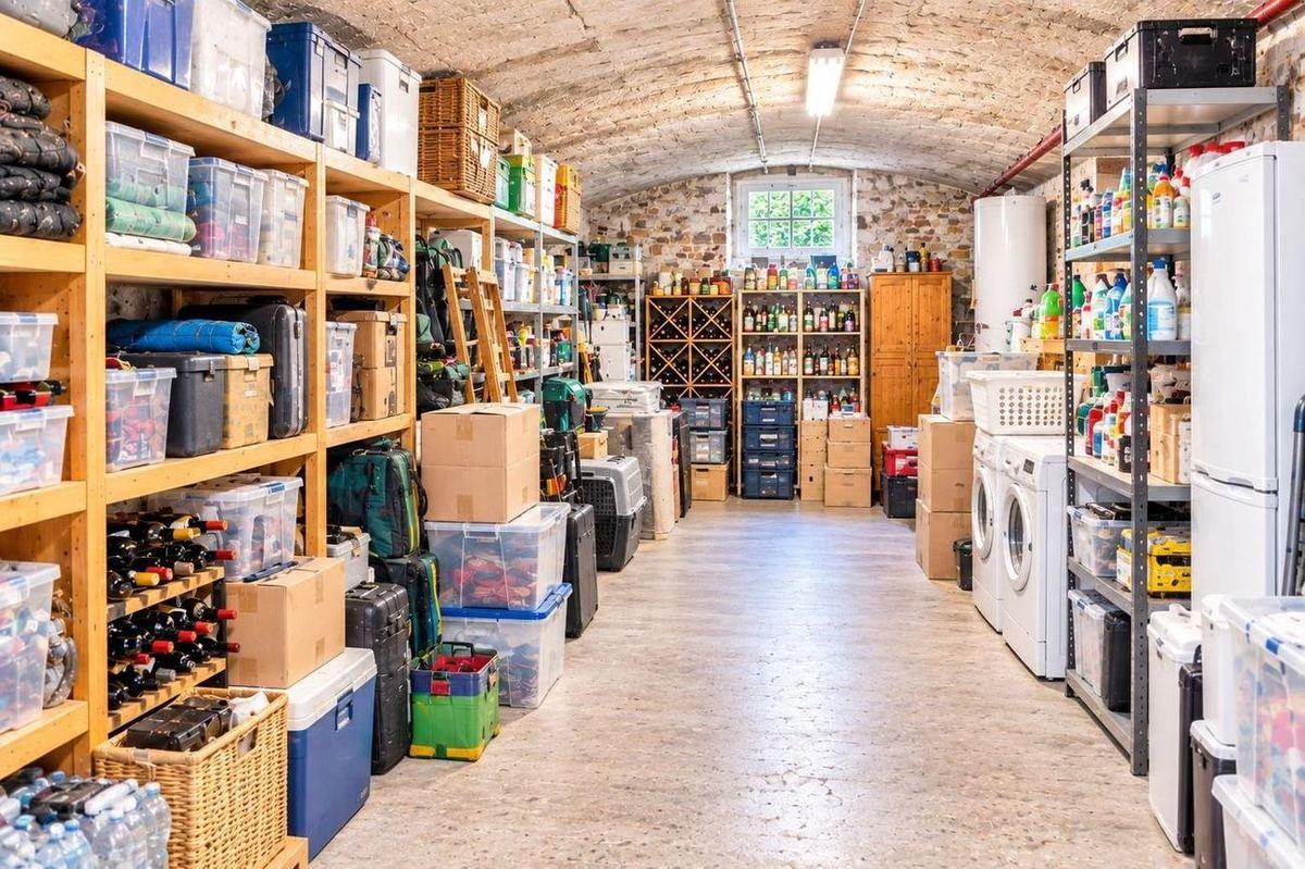 Cluttered cellar before the clearance