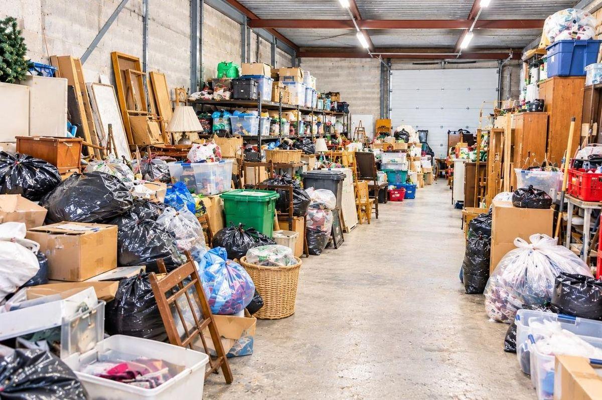 Cluttered garage before the clearance