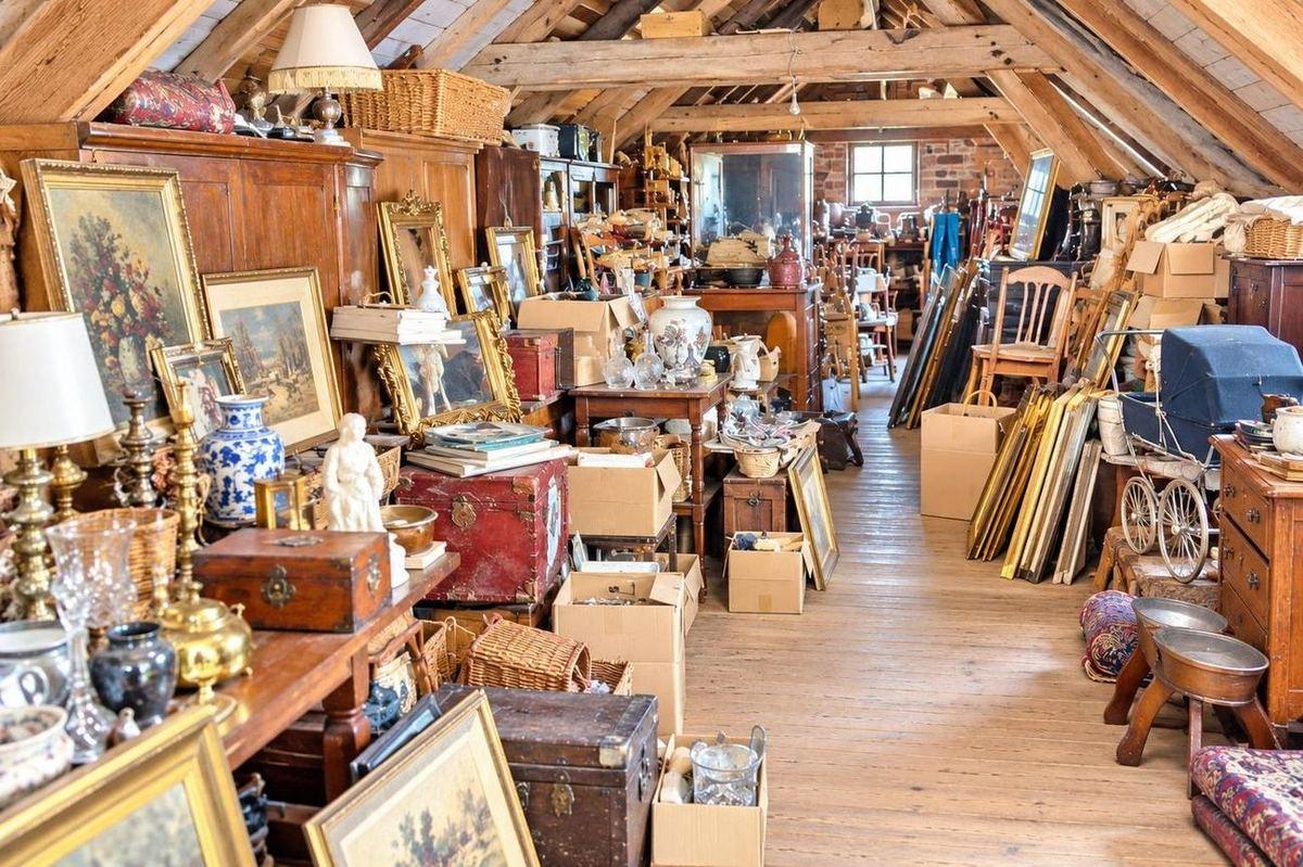 Attic full of antiques before the clearance